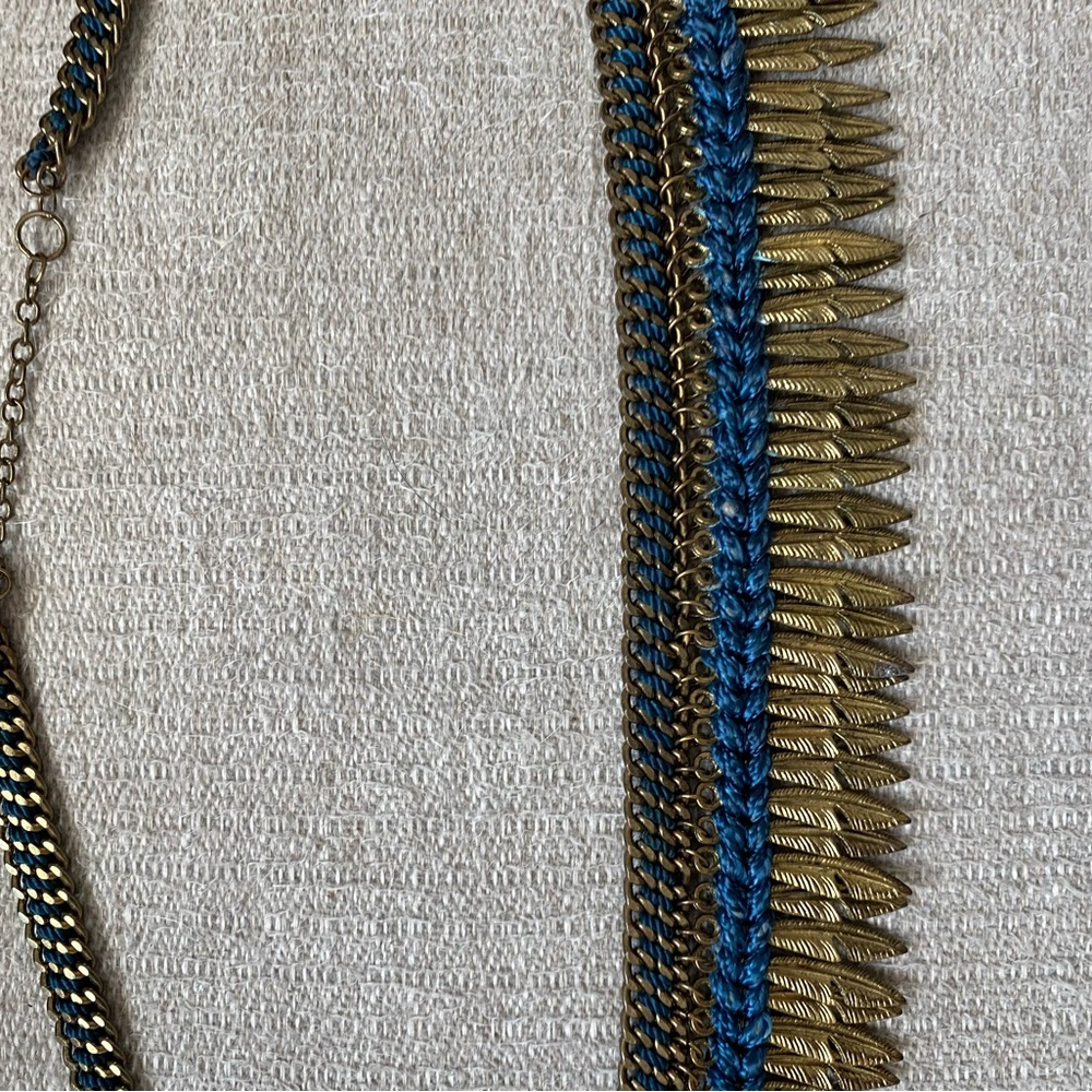 Blue and Gold Braided Chain Fringe Belt